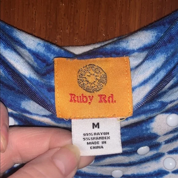 Ruby Rd. Blue Ruched Blouse - Picture 2 of 10